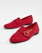 Head Over Heels By Dune Gisellaa Red Suedette Buckled Flat Loafer Shoes - Red