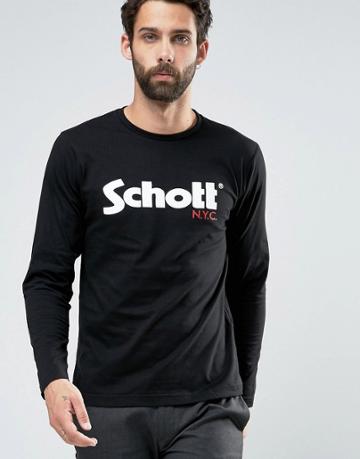 Schott Large Logo Long Sleeve Top Exclusive - Black