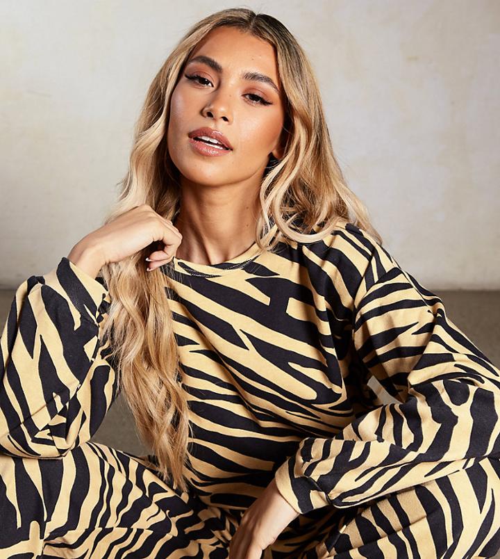 South Beach X Joanna Chimonides Over-sized Sweatshirt In Zebra Print-multi