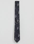 Twisted Tailor Tie With Skull Jacquard And Chain - Black