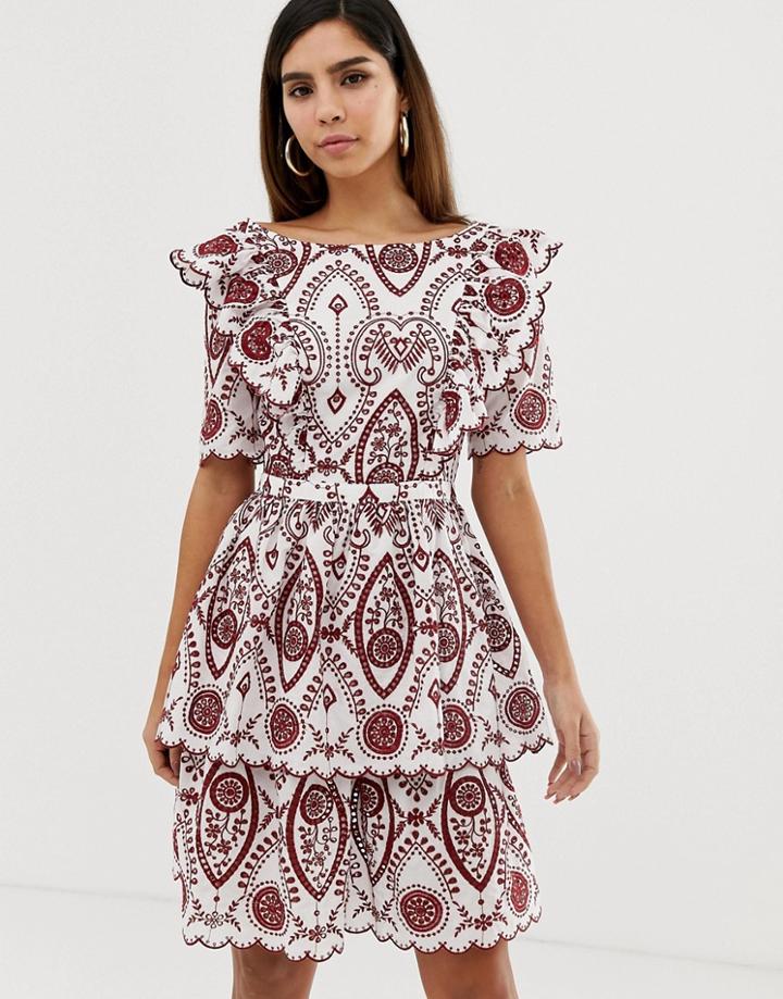 Naf Naf Peachy Soft Mesh Empire Still Dress With Short Sleeves - Pink
