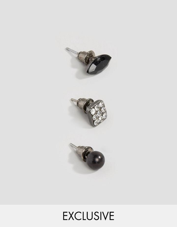Designb Multi Stud Earrings In 3 Pack - Multi