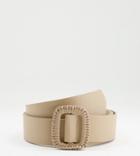 Asos Design Curve Covered Buckle Waist And Hip Belt In Beige-neutral