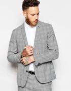 Religion Prince Of Wales Check Suit Jacket In Skinny Fit - Black