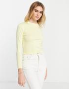 Gianni Feraud Cropped Lettuce Leaf Sweater In Yellow