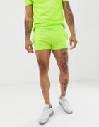 Asos Design Two-piece Neon Sequin Shorts In Shorter Length - Yellow
