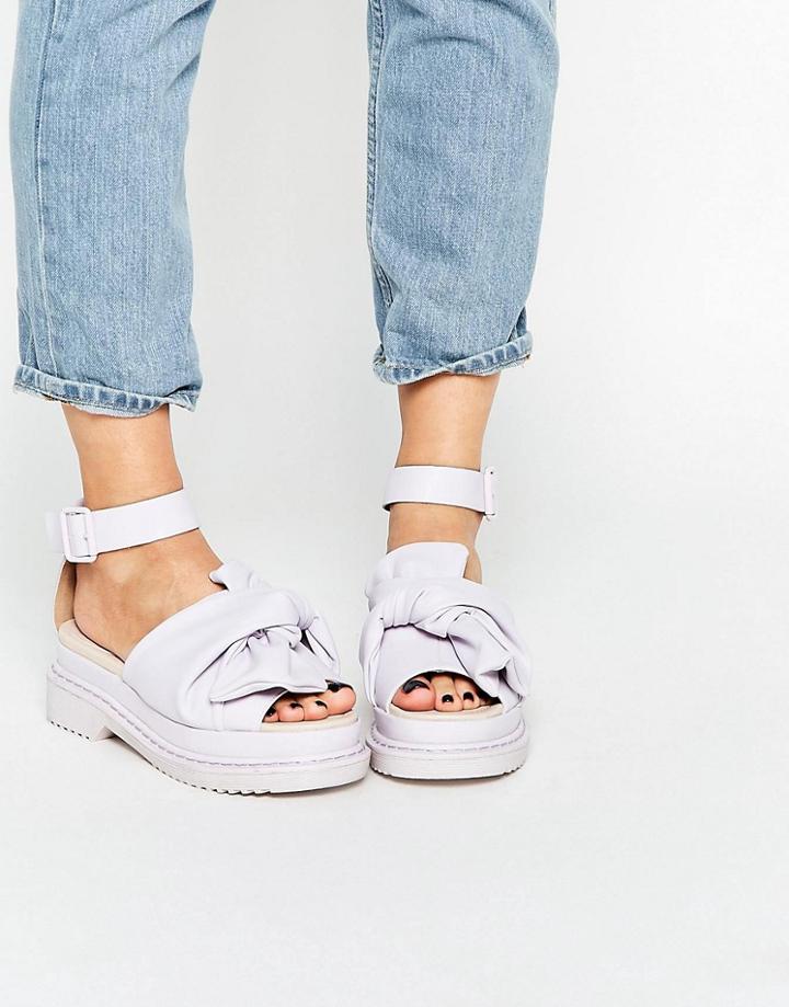 Asos Filly Chunky Bow Flat Sandals - Lilac