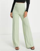 I Saw It First High Waisted Pant In Sage - Part Of A Set-green