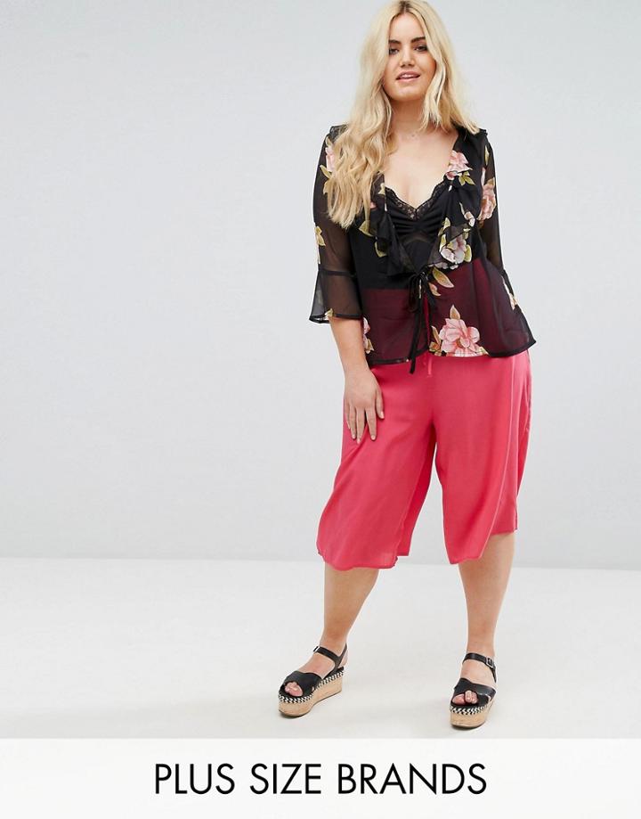 New Look Curve Wide Leg Culotte Pants - Pink