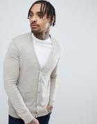 Asos Design Knitted Cardigan In Oatmeal Twist - Beige