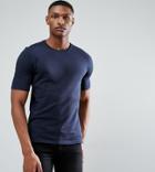 Selected Homme Tall T-shirt In Organic Cotton Jersey - Navy
