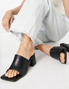 Asos Design Hazel Premium Leather Block Heel Mules In Black