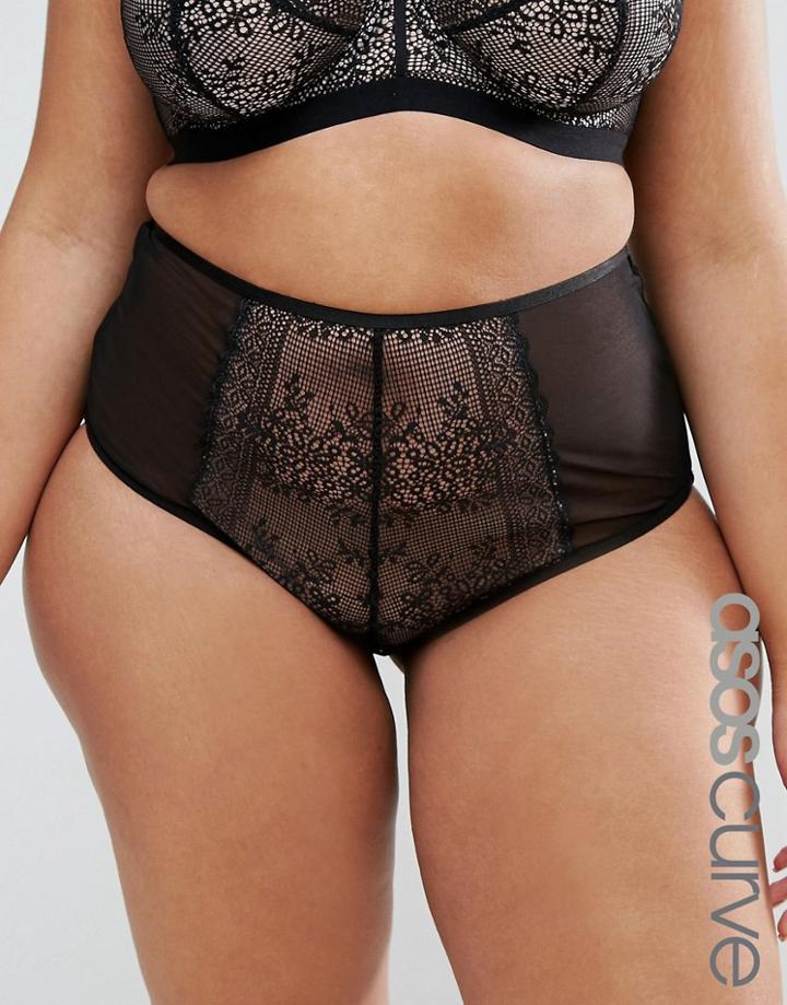Asos Curve Nancy Lace Highwaist Pant - Black