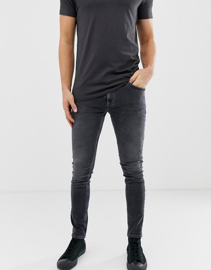 Nudie Jeans Co Skinny Lin Super Tight Fit Jeans Shimmering Gray Power Wash - Gray