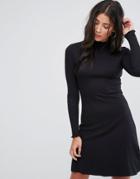 Brave Soul Julie High Neck Jersey Dress - Black
