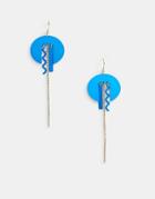 Asos Design Earrings In Abstract Shapes With Crystal Strand - Blue