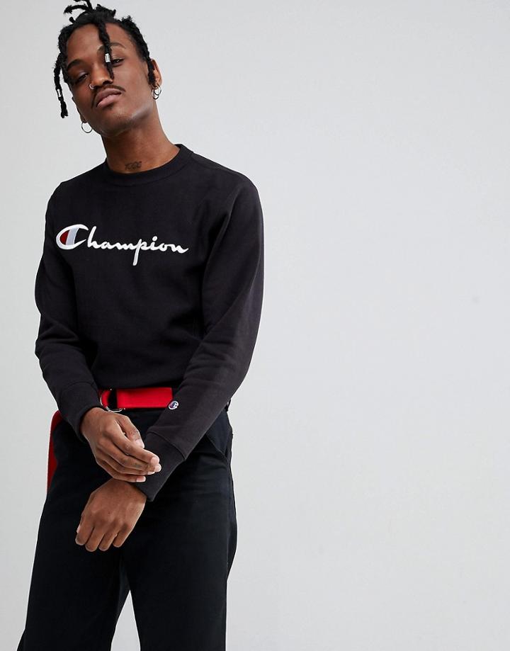 Champion Sweatshirt With Large Logo In Black - Black
