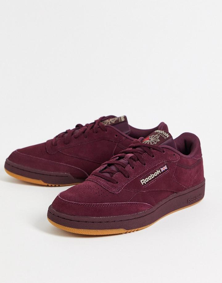 Reebok Club C 85 Sneakers In Burgundy Suede-red