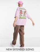 Crooked Tongues Oversized T-shirt With Keep Things Crooked Print In Purple