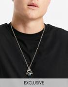 Reclaimed Vintage Inspired Long Necklace With Swivel Stone Pendant In Gold