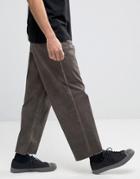 Asos Wide Leg Chino With Oil Wash And Raw Hem In Brown - Brown