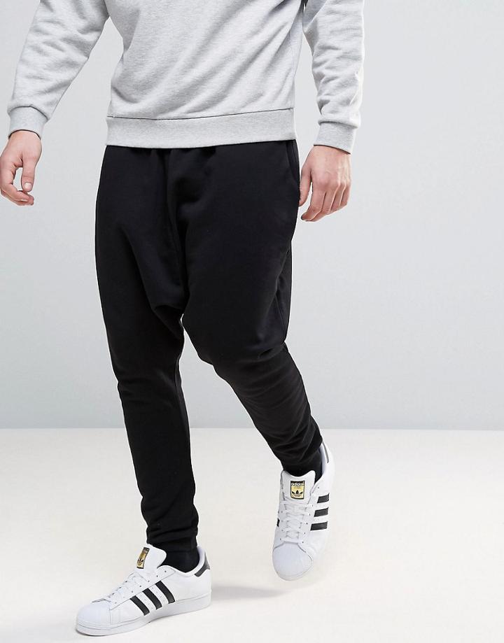 Asos Extreme Drop Crotch Jogger In Black - Black
