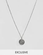 Reclaimed Vintage Inspired St Christopher Pendant Necklace In Burnished Silver - Silver