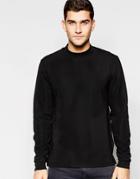 Asos Textured Sweatshirt With High Neck In Black - Black