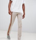 Asos Design Tall Slim Pants With Front Stripe In Mushroom - Beige