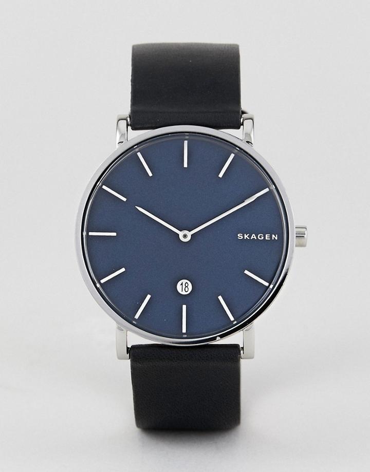 Skagen Skw6471 Hagen Slim Leather Watch 40mm - Black