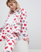 Lazy Oaf X Betty Boop Denim Jacket In Heart Print - White