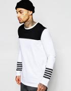 Asos Longline Long Sleeve T-shirt With Contrast Yoke And Drop Hem
