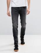 Jack & Jones Slim Fit Jeans In Washed Black Denim - Black