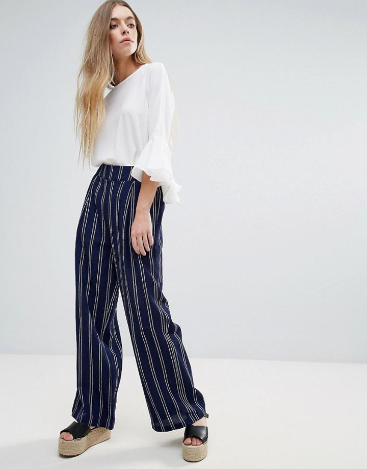 Brave Soul Long Stripe Pants - Navy