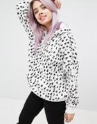 Monki Printed Oversized Hoodie - White