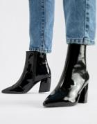 Qupid Block Heeled Ankle Boots - Black
