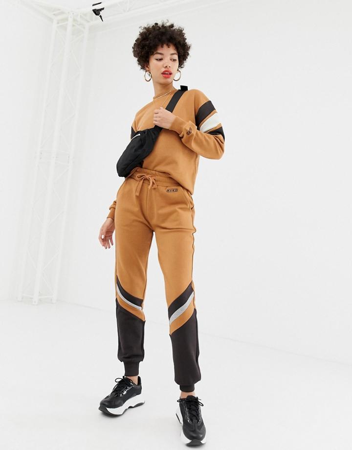 Na-kd Sweatpants With Color Block In Brown - Red