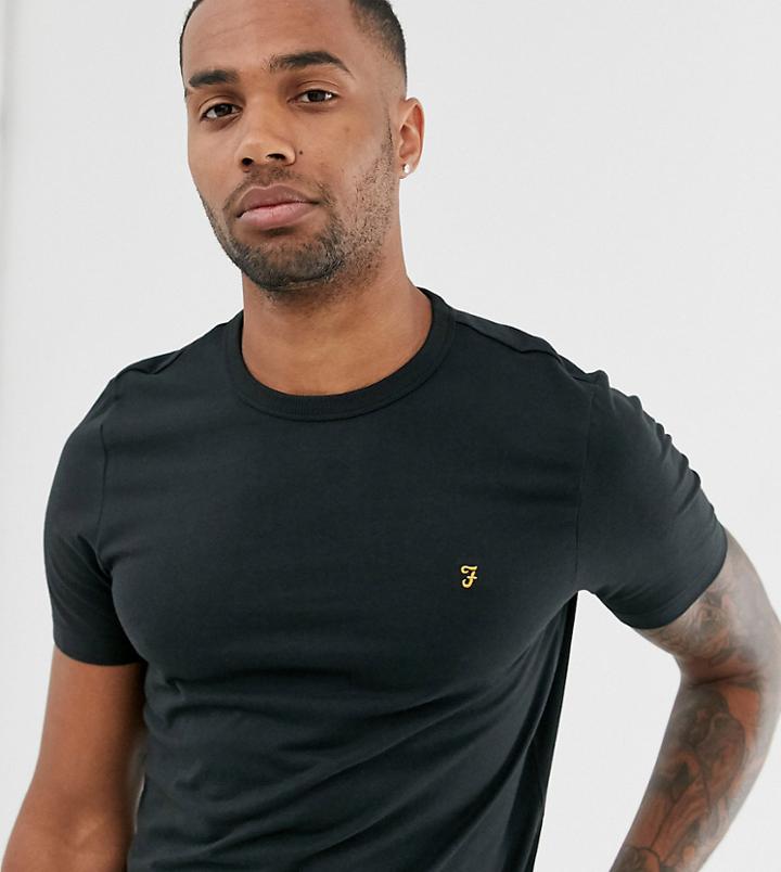 Farah Dennis Slim Fit Logo T-shirt In Black - Black