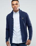 Lyle & Scott Cable Knit Shawl Cardigan Lambswool In Navy - Navy