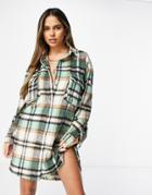 Missguided Oversized Shirt Dress In Gingham Check-multi