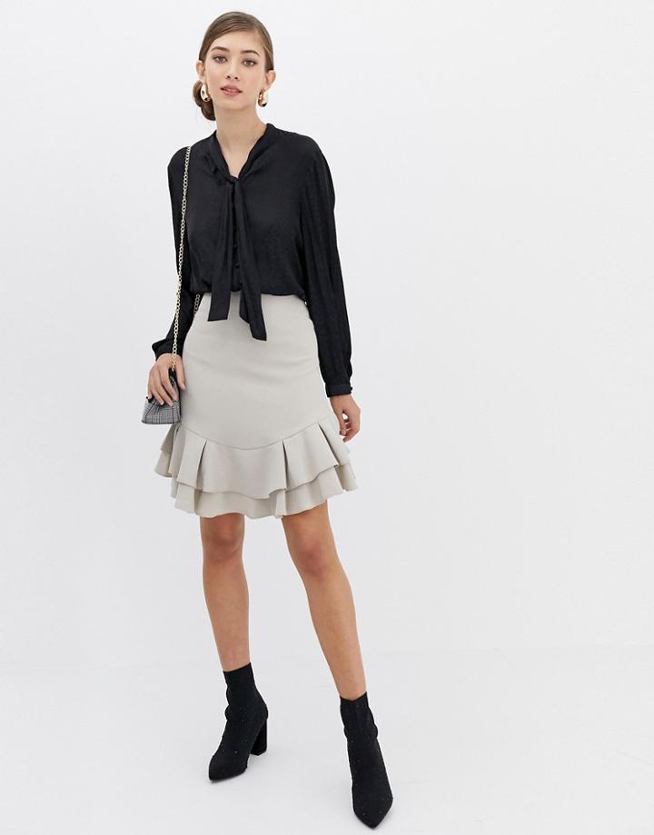 Closet Frill Hem Skirt-cream