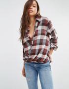 Blank Nyc Checked Shirt With Twist Front - Multi