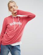 Daisy Street Oversized Hoodie With Manhattan Print - Pink