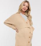 Asos Design Maternity Oversized Belted Cardigan-stone