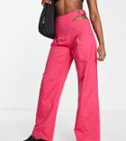 Collusion Straight Leg Wrap Pants In Pink-orange