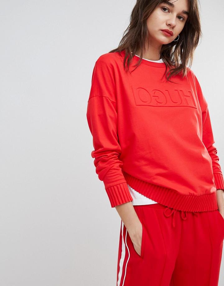 Hugo Reverse Signature Sweater In Red - Red