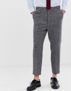 Asos Design Tapered Smart Pants In 100% Wool Harris Tweed Check-gray