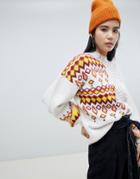 Asos Design Sweater In Cut-about Fairisle-multi