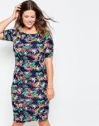 Club L Plus Bardot Dress In Tropical Print - Black