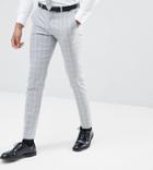Selected Homme Tall Skinny Fit Suit Pants In Gray Check - Gray